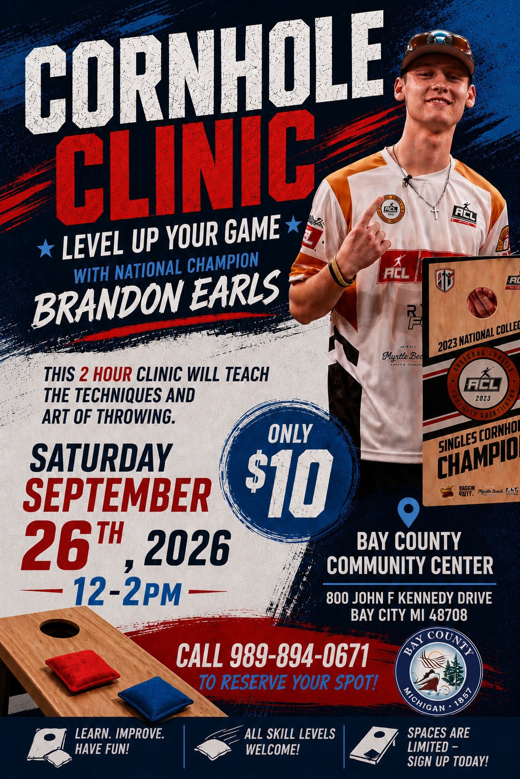 Bay County Community Center Cornhole Clinic - Sept. 26, 2026